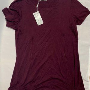 NWT Bearsland Maternity Womens Shirt Dark Pink/Berry With Zippers Size L